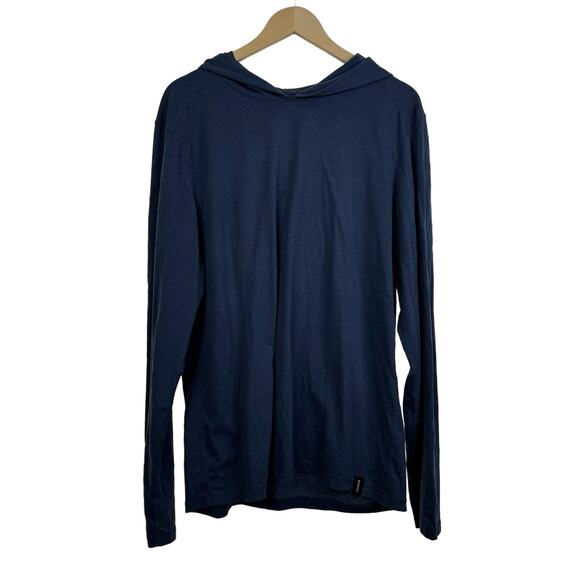 Prana Men’s Heather Blue Hooded Long Sleeve Tee Size L - Picture 1 of 5